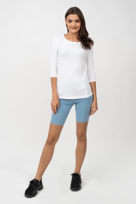 elegancka bluzka z rekawem 3 4 biala bawelna organiczna 1