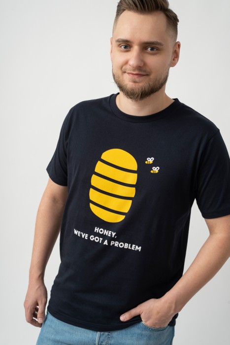 męska granatowa koszulka z bawełny organicznej