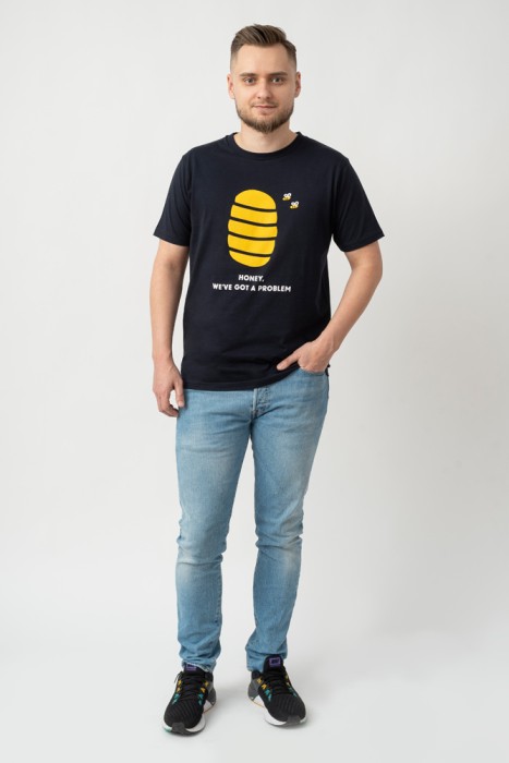 męska granatowa koszulka z bawełny organicznej